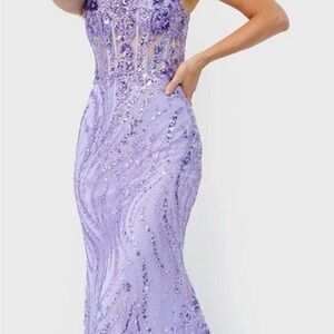 Jovani Lavender Sequin Prom Dress